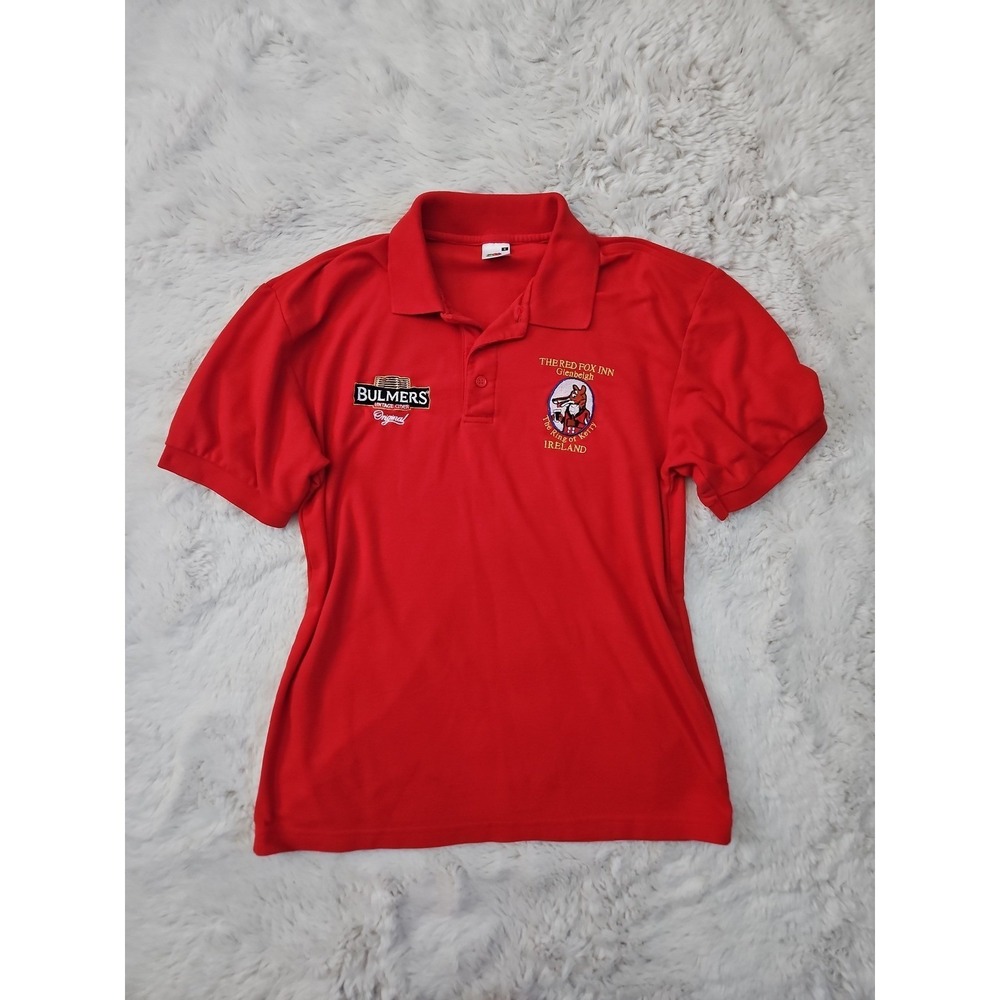 Fruit of the Loom Men's S Red Polo Shirt Bulmers Cider The Red Fox Inn Ireland - Picture 10 of 12